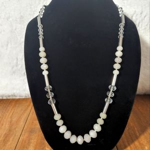 Loft Beaded Fashion Necklace Silver Tone